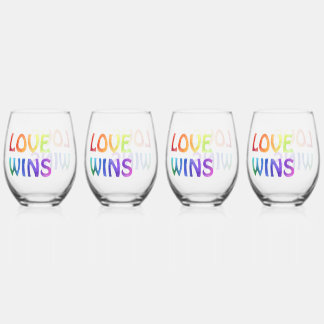 Verre À Vin Sans Pied L'amour gagne Rainbow