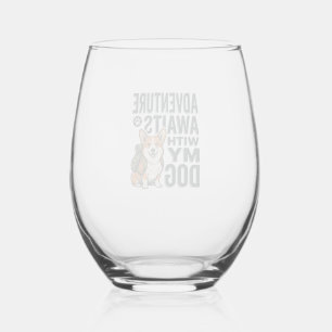 Verre À Vin Sans Pied L'aventure attend avec mon chien design de randonn