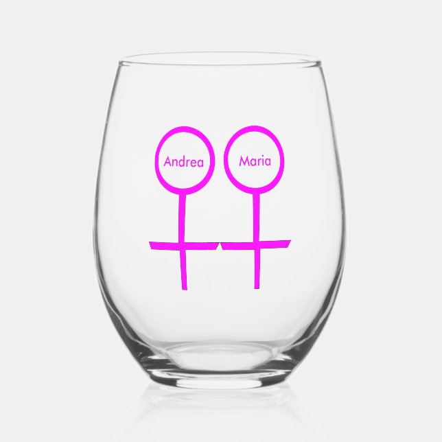 Verre À Vin Sans Pied Les amoureux lesbiennes personnalisées (Recto)