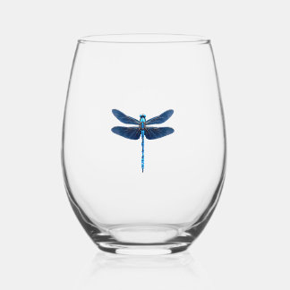 Verre À Vin Sans Pied Libellule bleue - Insecte Faune et flore Amateur d