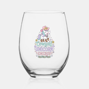 Verre À Vin Sans Pied Licorne Cowgirl Licorne Énergie Mignon Produit Pas