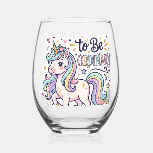 Verre À Vin Sans Pied Licorne Trop Mignonne pour être Ordinaire Vecteur