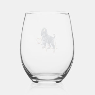 Verre À Vin Sans Pied Ligne de battement de coeur de chien Afghan Hound