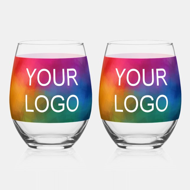 Verre À Vin Sans Pied Logo d'affaires Modèle personnalisé moderne (Recto)