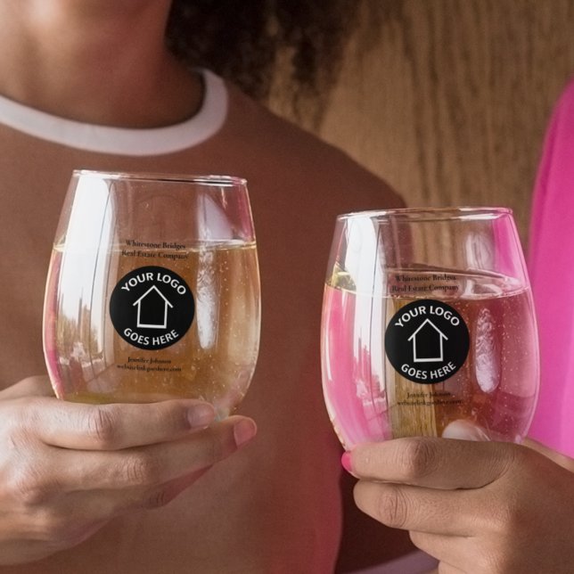 Verre À Vin Sans Pied Logo de l'entreprise immobilière Realtor personnal (Créateur téléchargé)