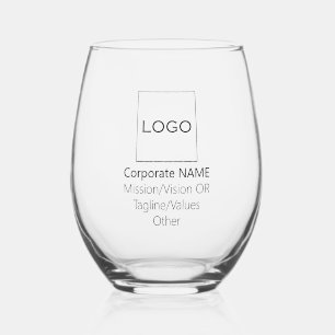 Verre À Vin Sans Pied Logo d'entreprise Vision Valeurs Tagline Simple No