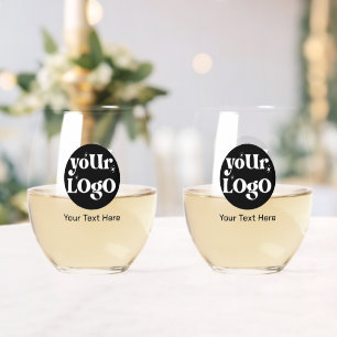 Verre À Vin Sans Pied Logo minimaliste et commerce de texte