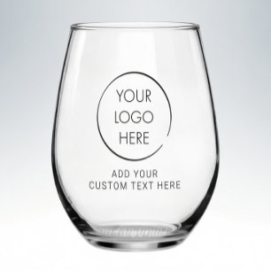 Verre À Vin Sans Pied Logo personnalisé de base, entreprise ou marketing