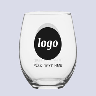 Verre À Vin Sans Pied Logo simple avec texte promotionnel d'entreprise