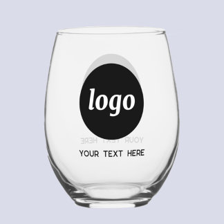 Verre À Vin Sans Pied Logo simple avec texte promotionnel d'entreprise