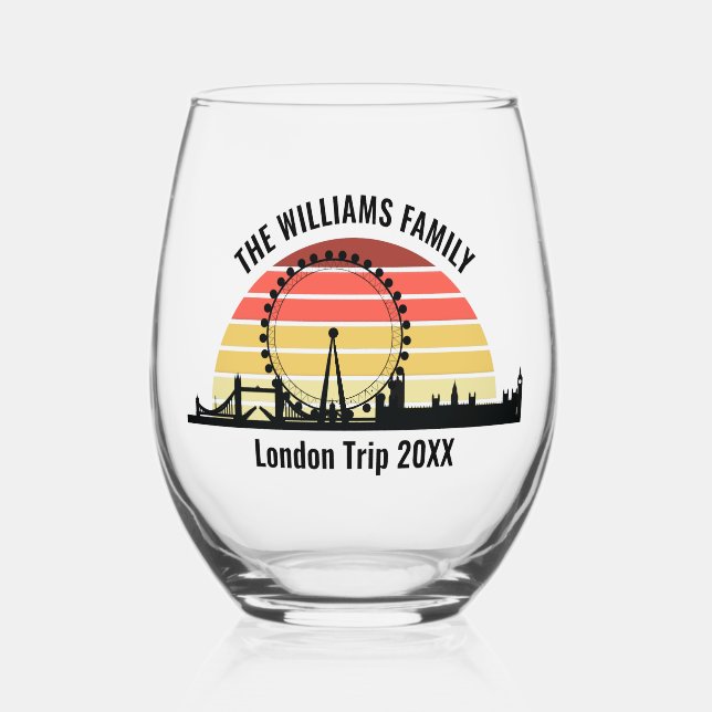 Verre À Vin Sans Pied Londres Angleterre Sunset Custom Family Trip (Recto)