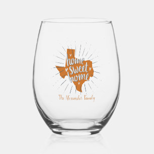 Verre À Vin Sans Pied Longhorn Burnt Orange Home Sweet Home - Texas