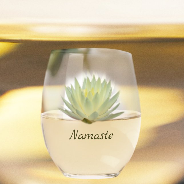 Verre À Vin Sans Pied Lotus Nénuphar Pastel Jaune Vert Floral (Créateur téléchargé)