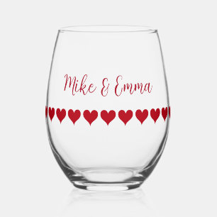 Verre À Vin Sans Pied Love Couple Red Heart Thème