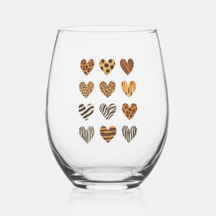 Verre À Vin Sans Pied Love Heart Leopard Cute Valentine's Day