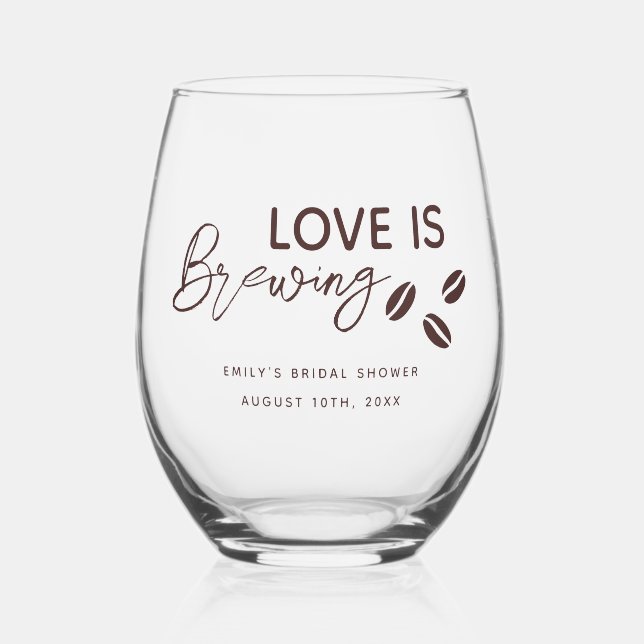 Verre À Vin Sans Pied Love is Brewing Coffee Theme Bridal Shower (Verso)