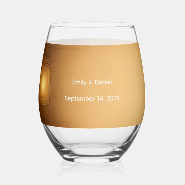 Verre À Vin Sans Pied "Lunettes de Mariage Rustique Mason Jar Berry (Recto)