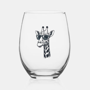 Verre À Vin Sans Pied Lunettes de soleil de girafe cool T-Shirt à gravur