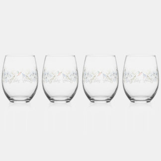 Verre À Vin Sans Pied Luxe Spring Fleur sauvage oiseau Rose Jardin sans