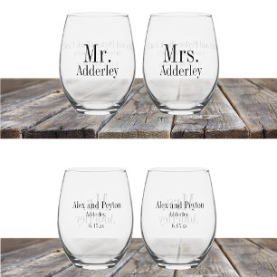 Verre À Vin Sans Pied M. Mme Bride Groom Mariage Customisée