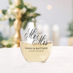 Verre À Vin Sans Pied Magnifique personnalisation de M. et Mme mariage