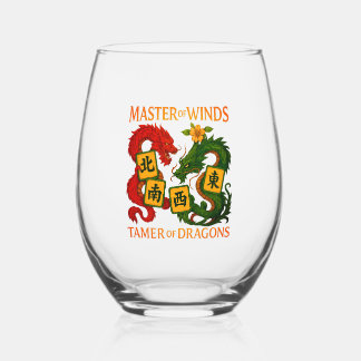 Verre À Vin Sans Pied Maître de Mahjong des vents et dompteur de dragons