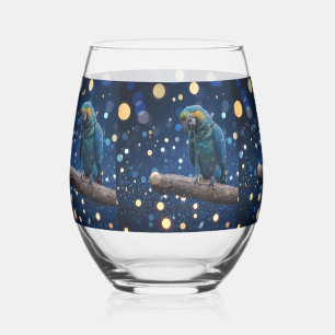 Verre À Vin Sans Pied Majesté Bleue : La Macaw Bleue Sur Dreamy Blue Bok