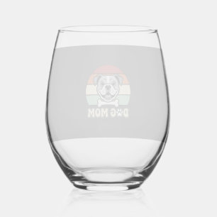 Verre À Vin Sans Pied Maman Chien Rétro Vecteur Bouledogue