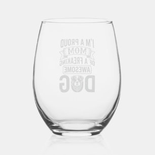 Verre À Vin Sans Pied Maman de chien fière dessin vectoriel de gravure v