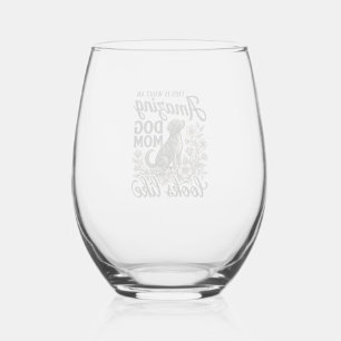 Verre À Vin Sans Pied Maman de chien incroyable Design floral vintage po