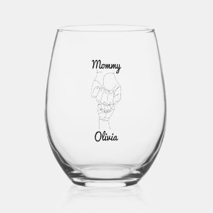 Verre À Vin Sans Pied Maman maman personnalisée Cadeau maman avec le nom