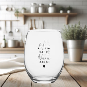 Verre À Vin Sans Pied Maman personnalisée & Nana EST `Cadeau