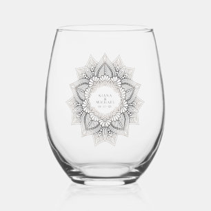 Verre À Vin Sans Pied Mandala Lace Mariage Neutrals ID478