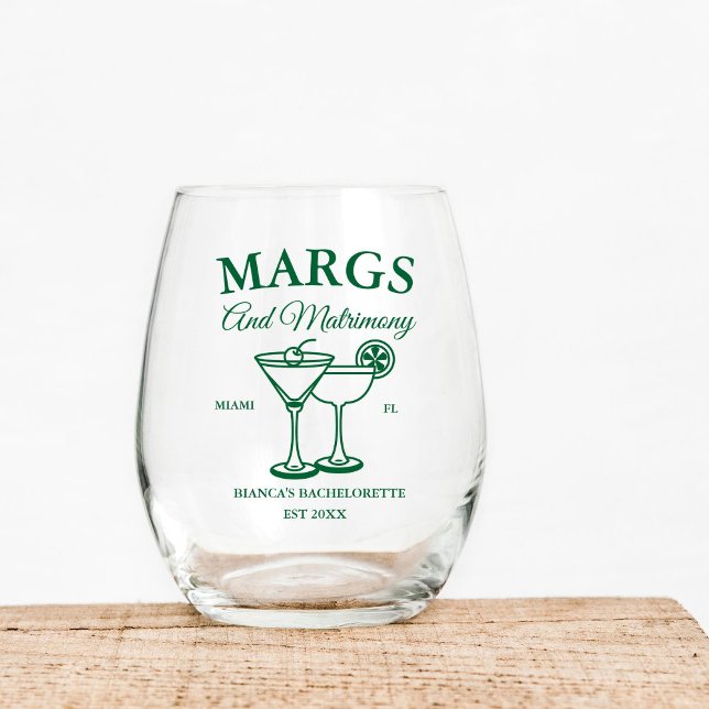 Verre À Vin Sans Pied Marges et Matrimony Beach Bachelorette party (Créateur téléchargé)