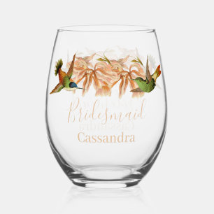 Verre À Vin Sans Pied Mariage Bridesmaitres Cadeau Hummingbird Aquarelle