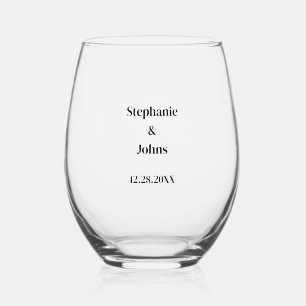 Verre À Vin Sans Pied Mariage Cadeau Favor Simple Minimal Nom personnali