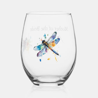 Verre À Vin Sans Pied Mariage de jardin personnalisé avec une libellule