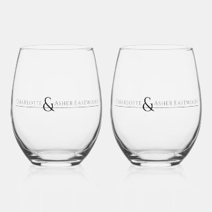 Verre À Vin Sans Pied Mariage de nom de couple chic