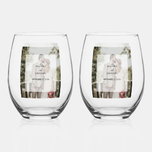 Verre À Vin Sans Pied Mariage de script de superposition photo simple et
