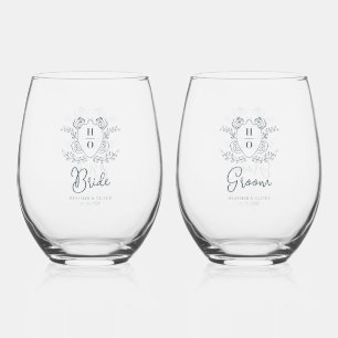 Verre À Vin Sans Pied Mariage des Partenaires Floraux de Crest Vintage