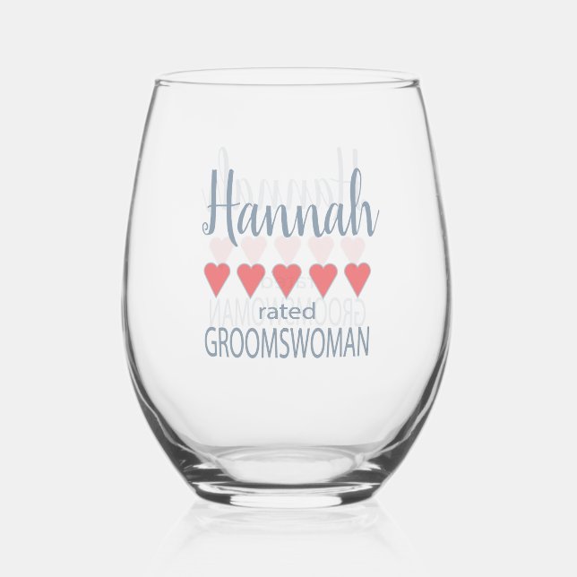 Verre À Vin Sans Pied Mariage et mariage 5 Coeur Groomswoman (Recto)