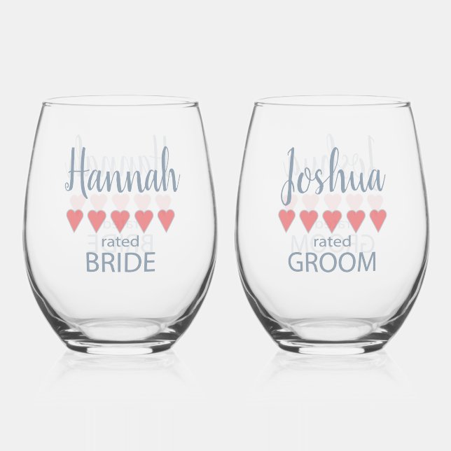 Verre À Vin Sans Pied Mariage et mariage 5 Mariée de coeur (Recto)