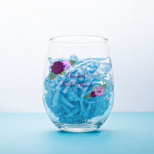 Verre À Vin Sans Pied Mariage Fleur de Pivoine Pourpre
