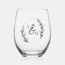 Mariage Floral Bohème Rustique Initiales Monogramm