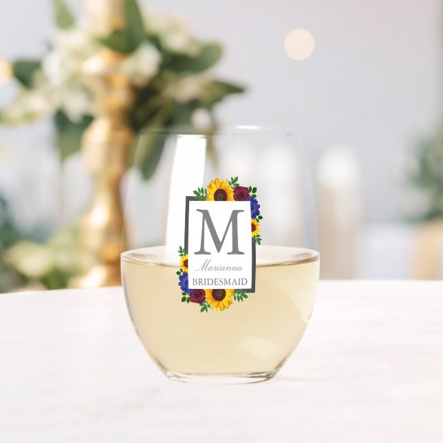 Verre À Vin Sans Pied Mariage floral Rose de tournesol (Insitu (Mariage))
