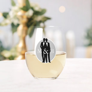 Verre À Vin Sans Pied Mariage Gay Couple Deux Chambres