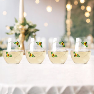 Verre À Vin Sans Pied Mariage géométrique tournesol