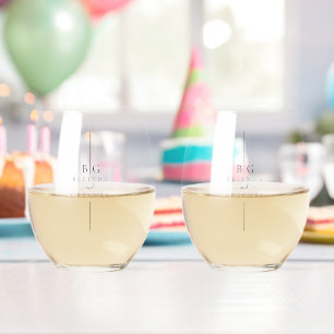 Verre À Vin Sans Pied Mariage monogramme moderne minimaliste en ligne