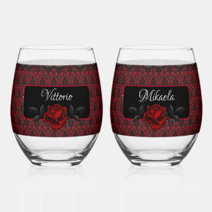 Verre À Vin Sans Pied Mariage Rose gothique foncé