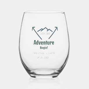 Verre À Vin Sans Pied Mariage Rustique de la forêt de montagne de bois